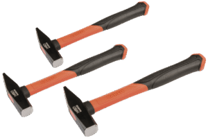 Hammer m/glasfiberskaft 300-500-1000g, sÃ¦t 3stk